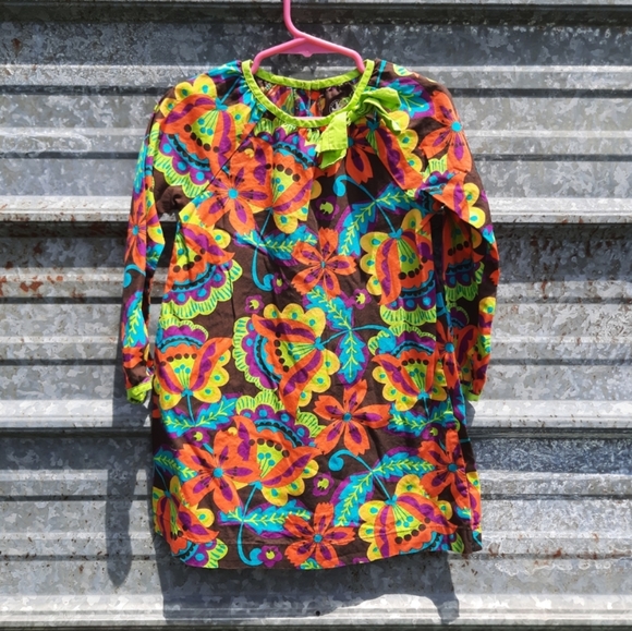 JKhaki Bold Colored Floral Print Dress with 3d Bow - Picture 7 of 8